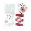 WARRIORS GLASS, CARDS AND BOTTLE OPENER SET