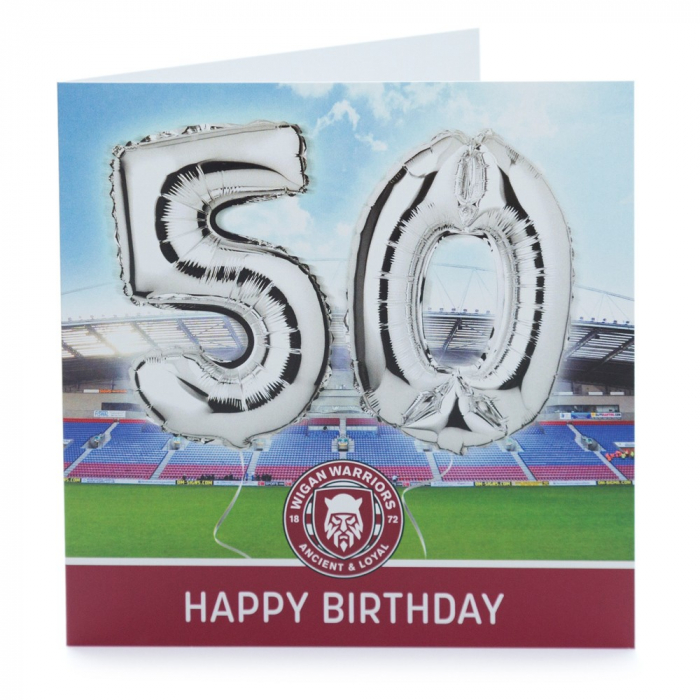WARRIORS BALLOON BIRTHDAY CARD AGE 50