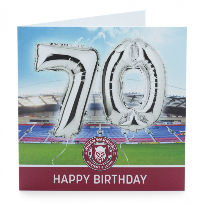 WARRIORS BALLOON BIRTHDAY CARD AGE 70