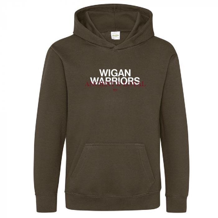 WIGAN WARRIORS ANCIENT & LOYAL KHAKI HOODIE 