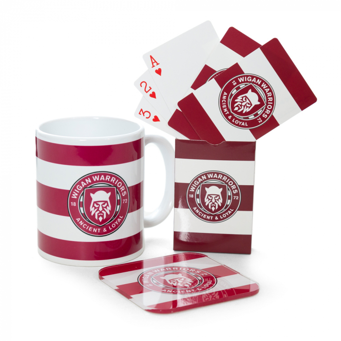 WARRIORS PLAYING CARDS, MUG & COASTER SET