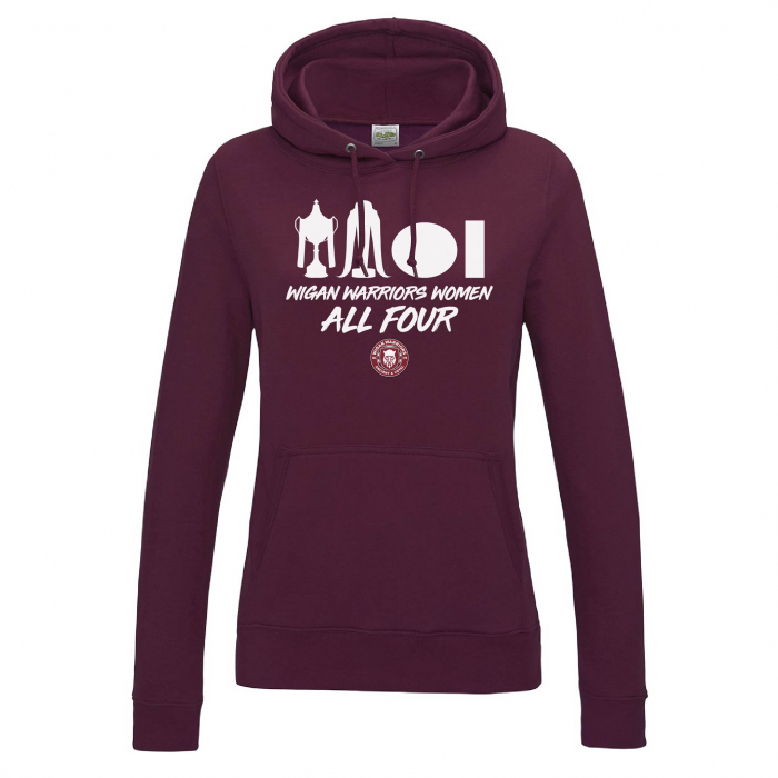 WOMENS ALL FOUR WINNERS HOODIE BURGUNDY