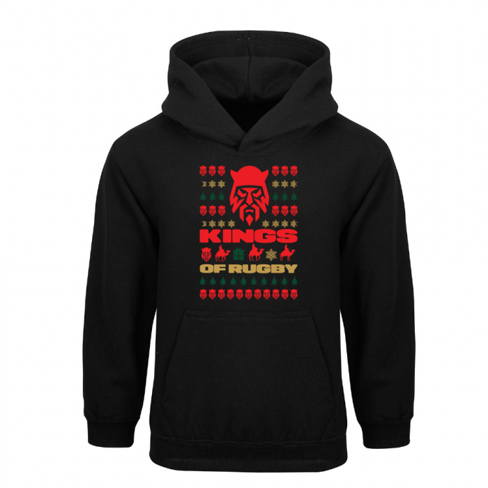 KINGS OF RUGBY XMAS YOUTH HOODIE BLACK