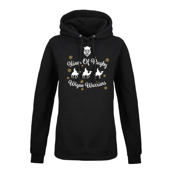 KINGS OF RUGBY WOMENS CHRISTMAS HOODIE BLACK