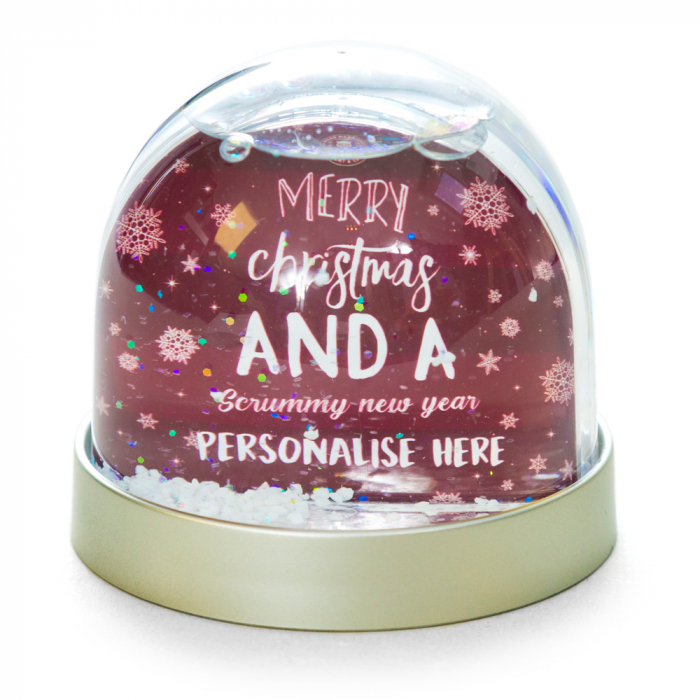 PERSONALISED MERRY CHRISTMAS SNOW GLOBE 